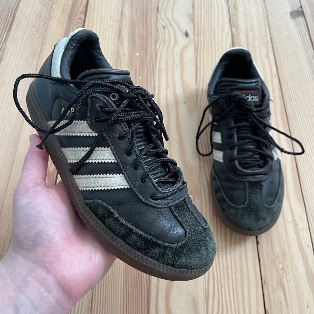 Adidas Samba Classic Black White Gum Leather Kids Soccer Shoes IF1945 Youth 2.5